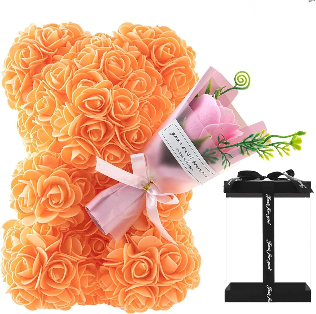 25cm Rose Bear in Gift Box - Perfect for Mother's Day & Valentine's