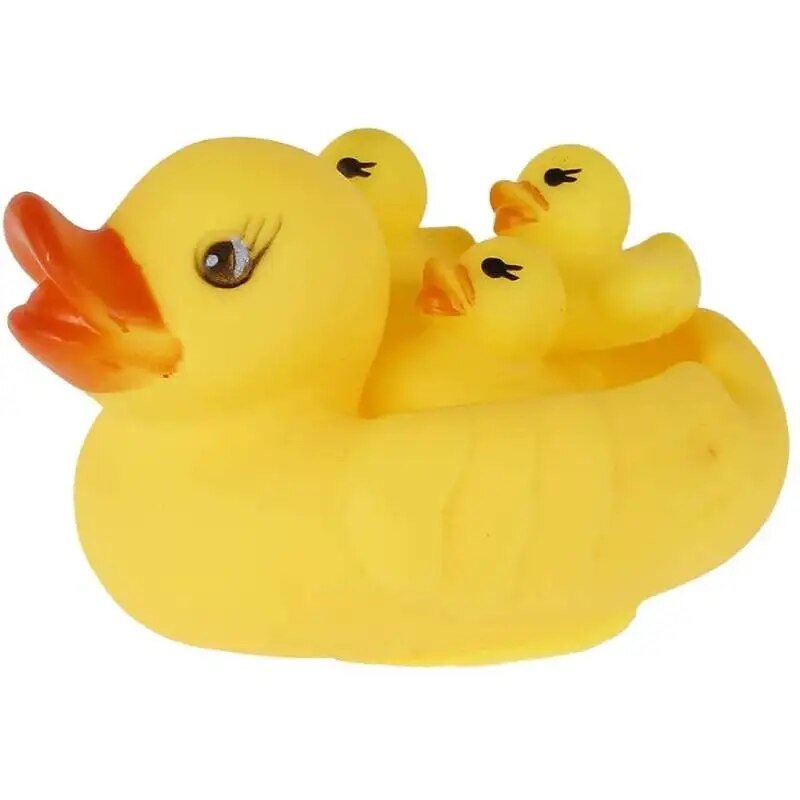 4pcs Rubber Duck Family Set - Squeaky Bathtub Toys for Kids