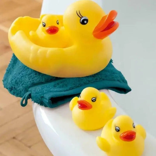 4pcs Rubber Duck Family Set - Squeaky Bathtub Toys for Kids