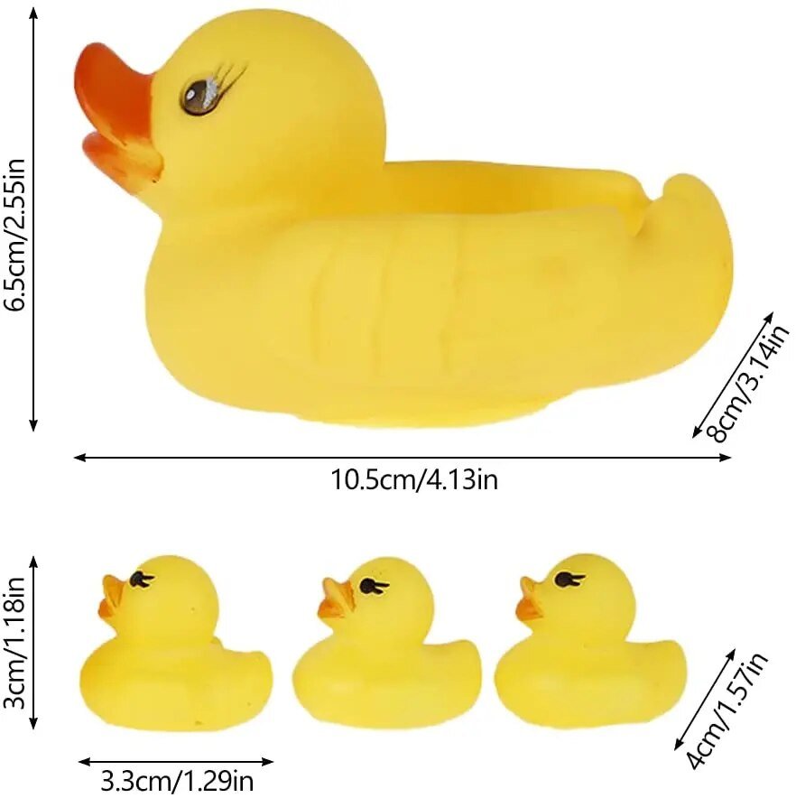 4pcs Rubber Duck Family Set - Squeaky Bathtub Toys for Kids