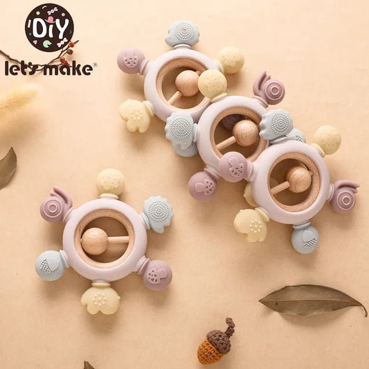 Let's Make Rudder-Shape Silicone & Wooden Teether Toy