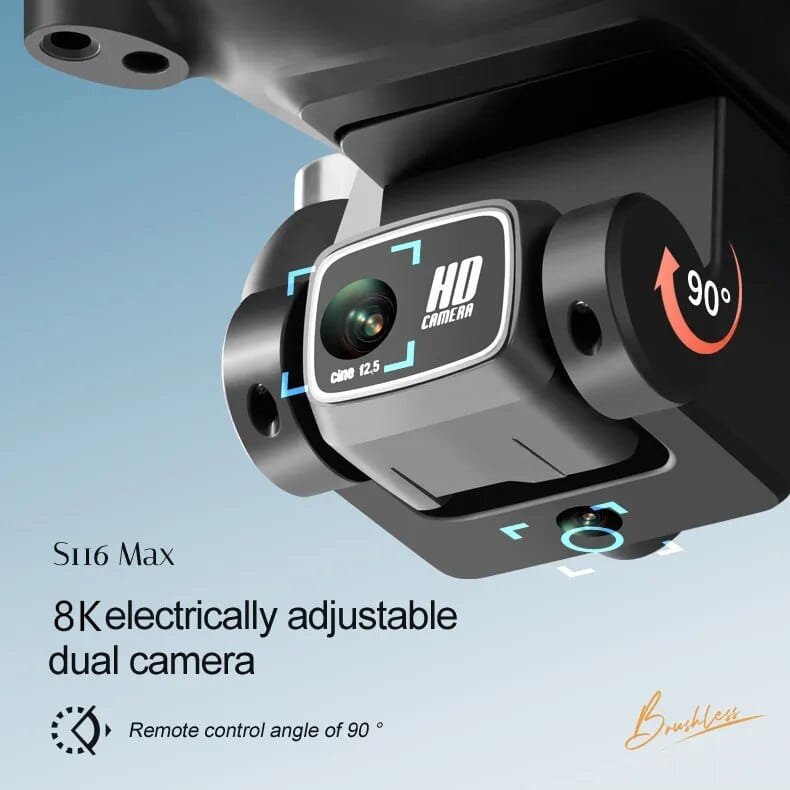 S116 8K Drone - Brushless Motor, Obstacle Avoidance, Dual Cam, 50x Zoom Quadcopter