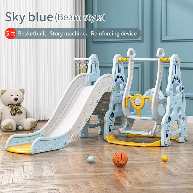 4-in-1 Indoor Playhouse Slide & Swing Set (PE) – YBC-TKR-007