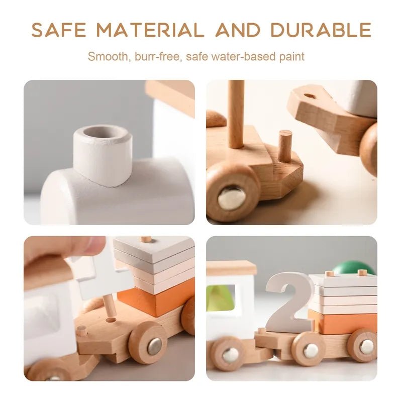 Montessori Wooden Train & Trolley - Educational Baby Birthday Toy