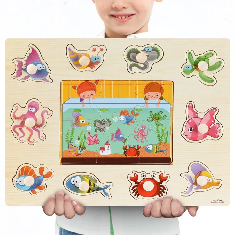 Montessori Wooden Puzzle Boards - 3D Jigsaw for Kids