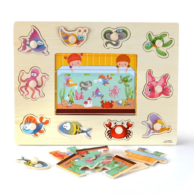 Montessori Wooden Puzzle Boards - 3D Jigsaw for Kids