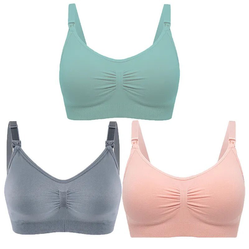 3pc Maternity Nursing Bra Set - Seamless, Breathable Cotton