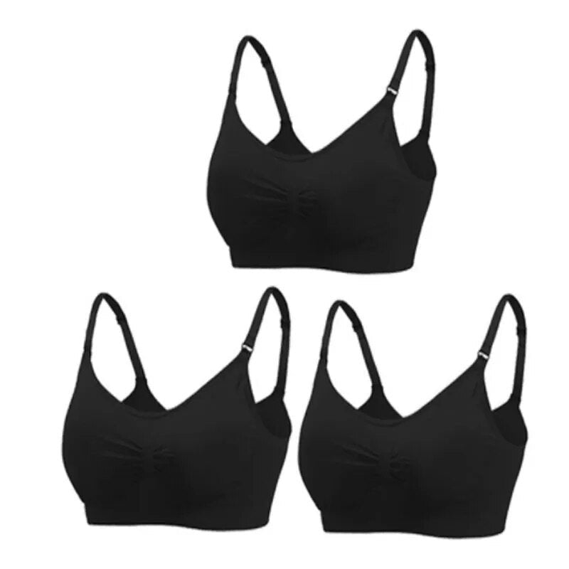 3pc Maternity Nursing Bra Set - Seamless, Breathable Cotton