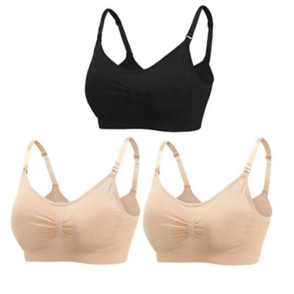3pc Maternity Nursing Bra Set - Seamless, Breathable Cotton