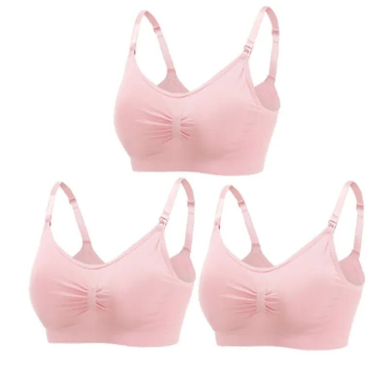 3pc Maternity Nursing Bra Set - Seamless, Breathable Cotton