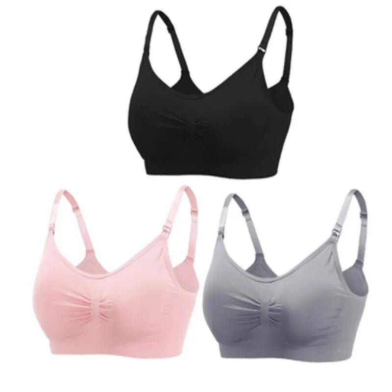 3pc Maternity Nursing Bra Set - Seamless, Breathable Cotton