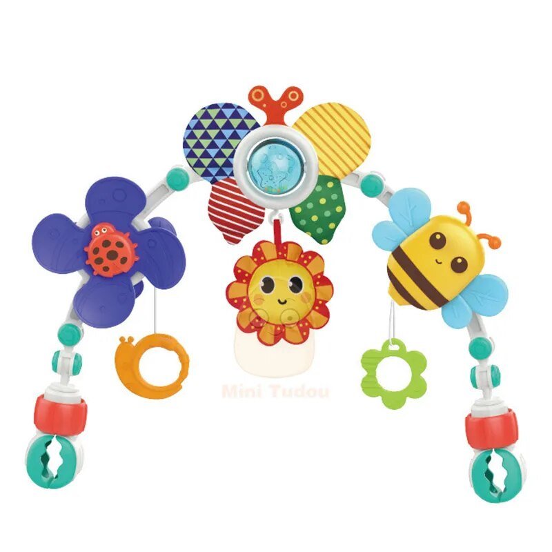 Musical Rattle Stroller Arch - Adjustable Crib Mobile for Newborns
