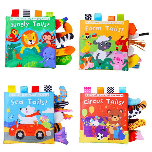 Cartoon Animal Tail Cloth Book: Educational Toy for Babies 0-12 Months