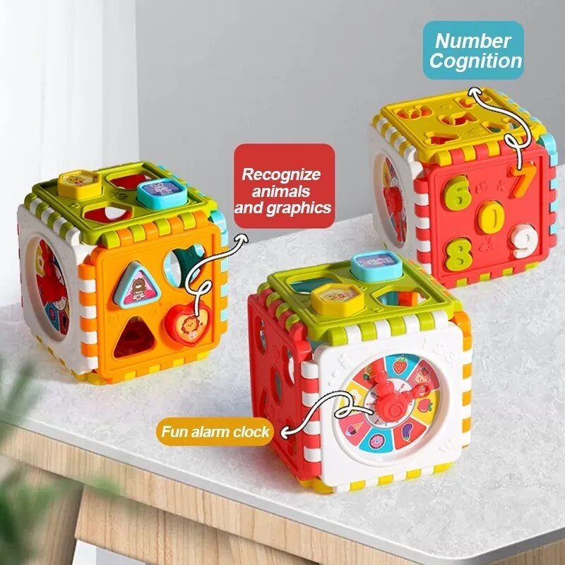 Hexahedron Shape Matching Puzzle Block - Number & Graphic for Baby