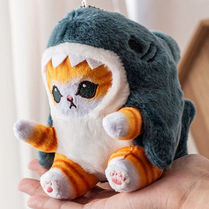 12cm Cute Shark & Shrimp Cat Pendant - Cartoon Charm
