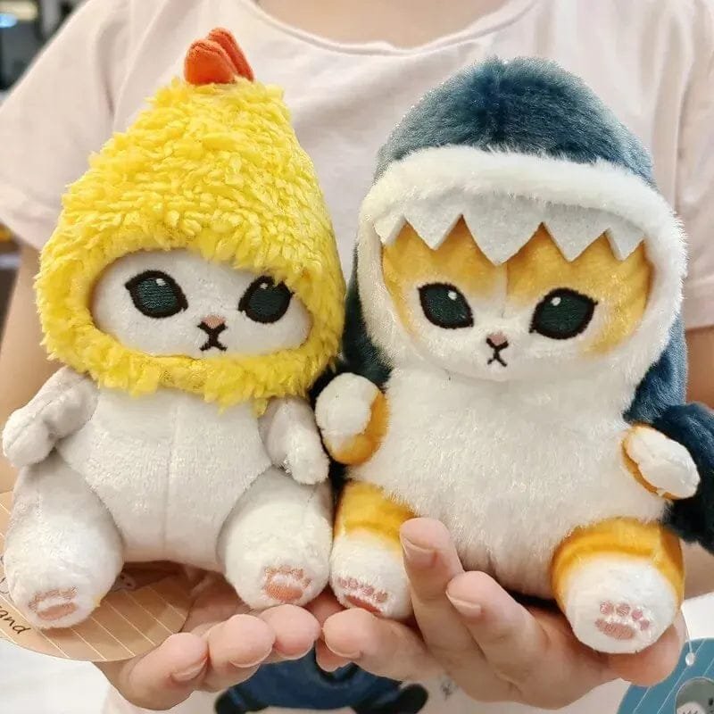 12cm Cute Shark & Shrimp Cat Pendant - Cartoon Charm