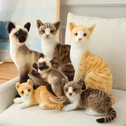 Lifelike Siamese & American Shorthair Plush Cats - Gift