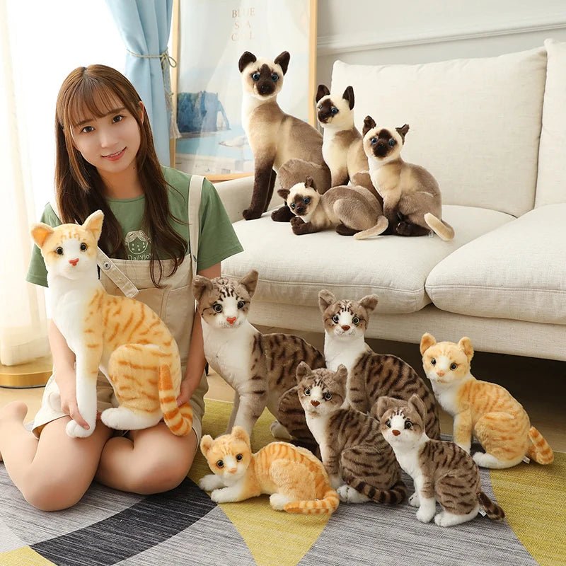 Lifelike Siamese & American Shorthair Plush Cats - Gift
