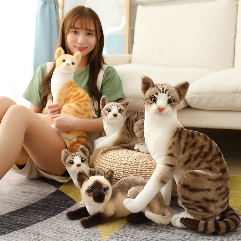Lifelike Siamese & American Shorthair Plush Cats - Gift