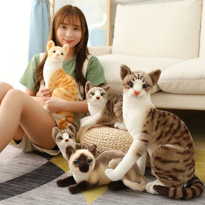 Lifelike Siamese & American Shorthair Plush Cats - Gift