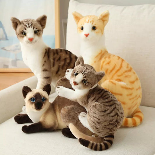 Lifelike Siamese & American Shorthair Plush Cats - Gift