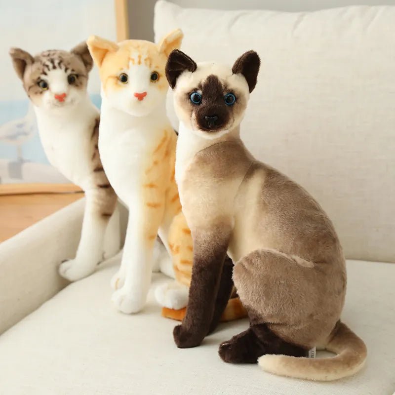 Lifelike Siamese & American Shorthair Plush Cats - Gift