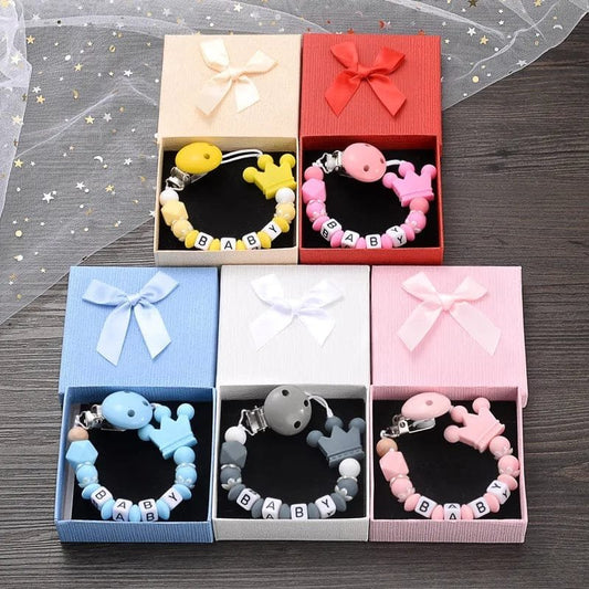 Personalized Baby Pacifier Clips with Name - Silicone Beaded Chain