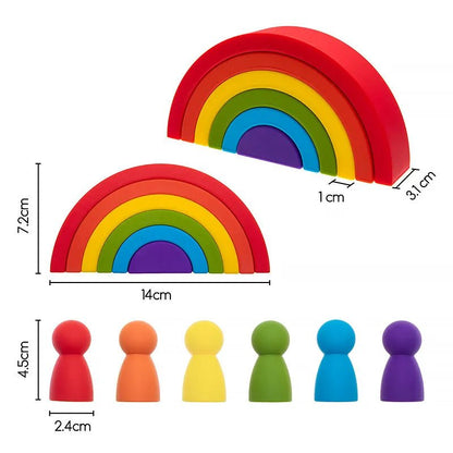 6-10pc BPA-Free Silicone Baby Blocks - Rainbow Montessori Toy