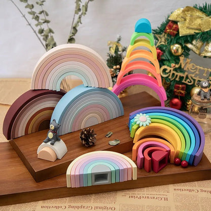 6-10pc BPA-Free Silicone Baby Blocks - Rainbow Montessori Toy