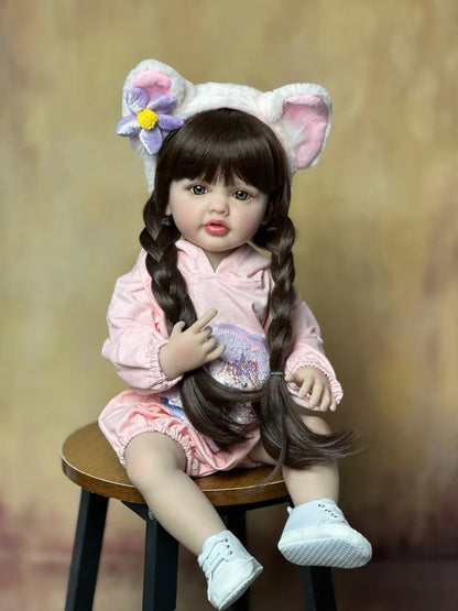 55 CM Reborn Doll - Realistic Silicone Newborn Girl, Toddler Toy Gift