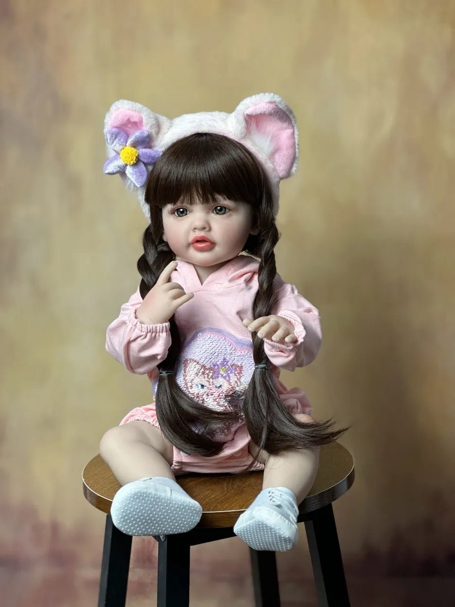 55cm Soft Silicone Reborn Baby Girl - Lifelike, Long Hair
