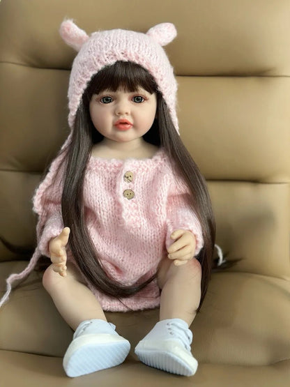 55 CM Reborn Doll - Realistic Silicone Newborn Girl, Toddler Toy Gift