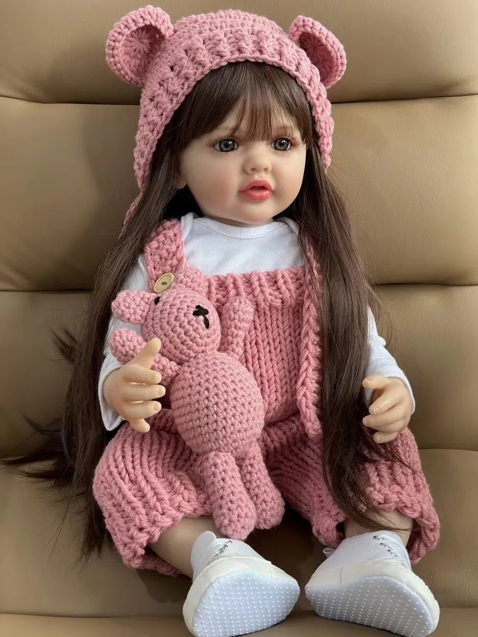 55 CM Reborn Doll - Realistic Silicone Newborn Girl, Toddler Toy Gift