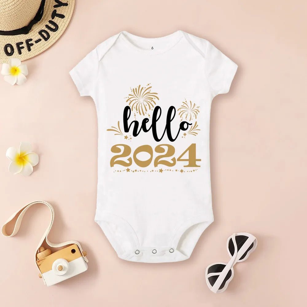 Hello 2024 Baby Bodysuit: Short Sleeve Romper Shower Gift