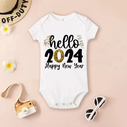 Hello 2024 Baby Bodysuit: Short Sleeve Romper Shower Gift
