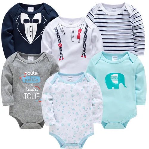 Kavkas 6PC Long Sleeve Bodysuits - 100% Cotton, 0-12M