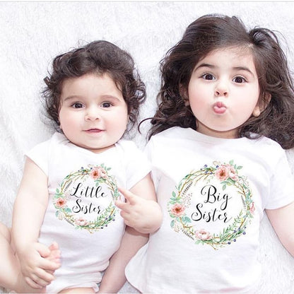Little & Big Sister Match Jumpsuit Romper and T Shirt Family Outfits