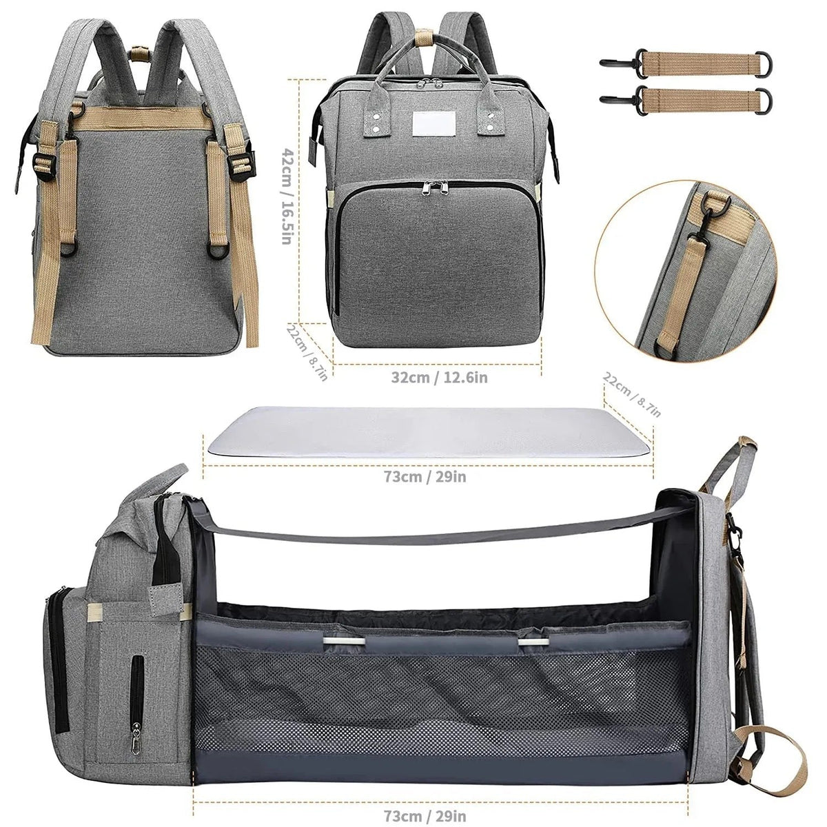 Folding Mommy Bag: Portable Crib Bed & Large-capacity Baby Backpack