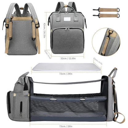 Folding Mommy Bag: Portable Crib Bed & Large-capacity Baby Backpack