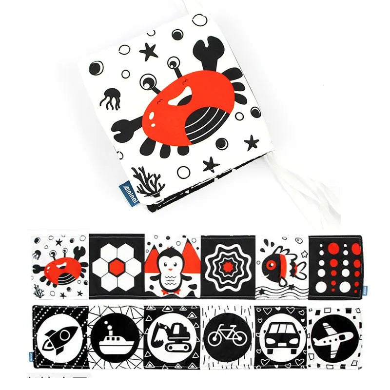 3D Soft Baby Cloth Book: High Contrast Sensory Toy for 0-12 Months Infants
