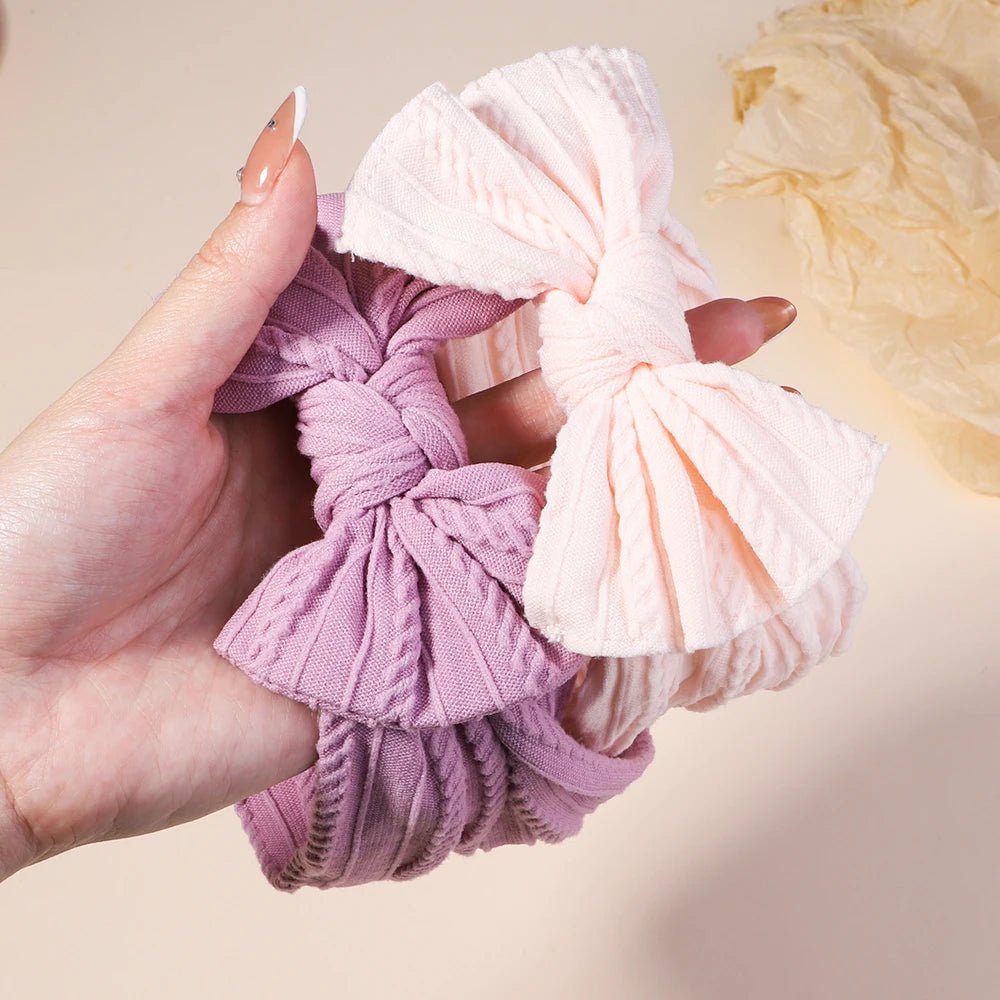 3Pc Cable Knit Baby Headbands - Elastic Turban Hair Bands