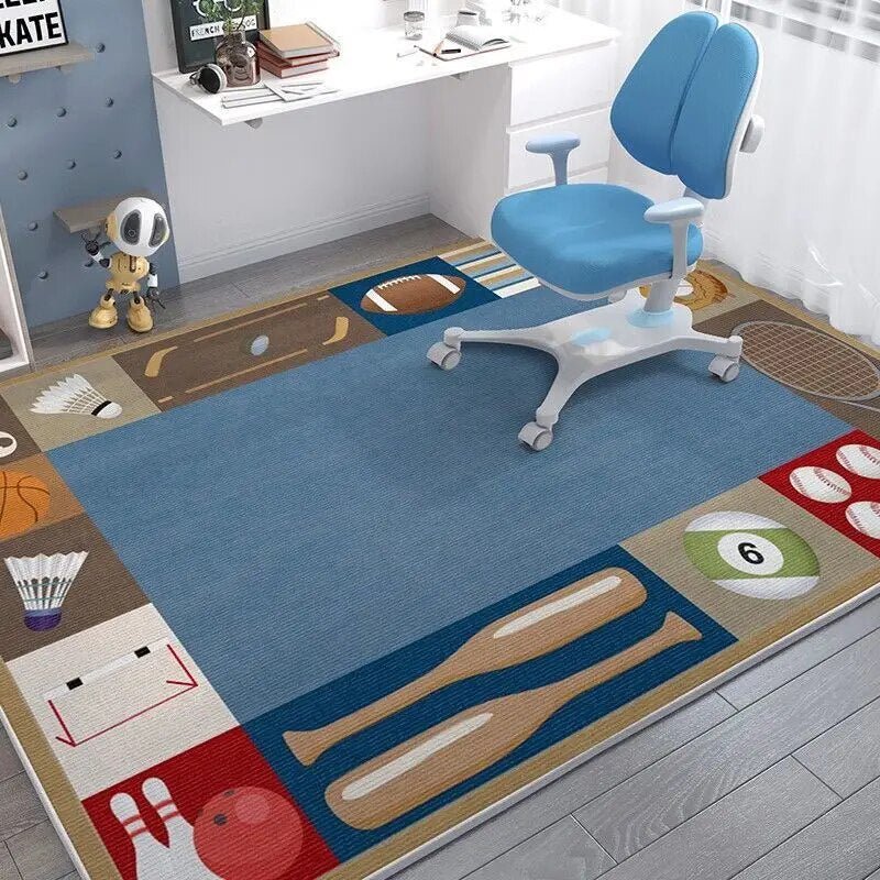 Cartoon Spaceman Rug - Non-Slip, Fashionable Mat for Kids' Rooms