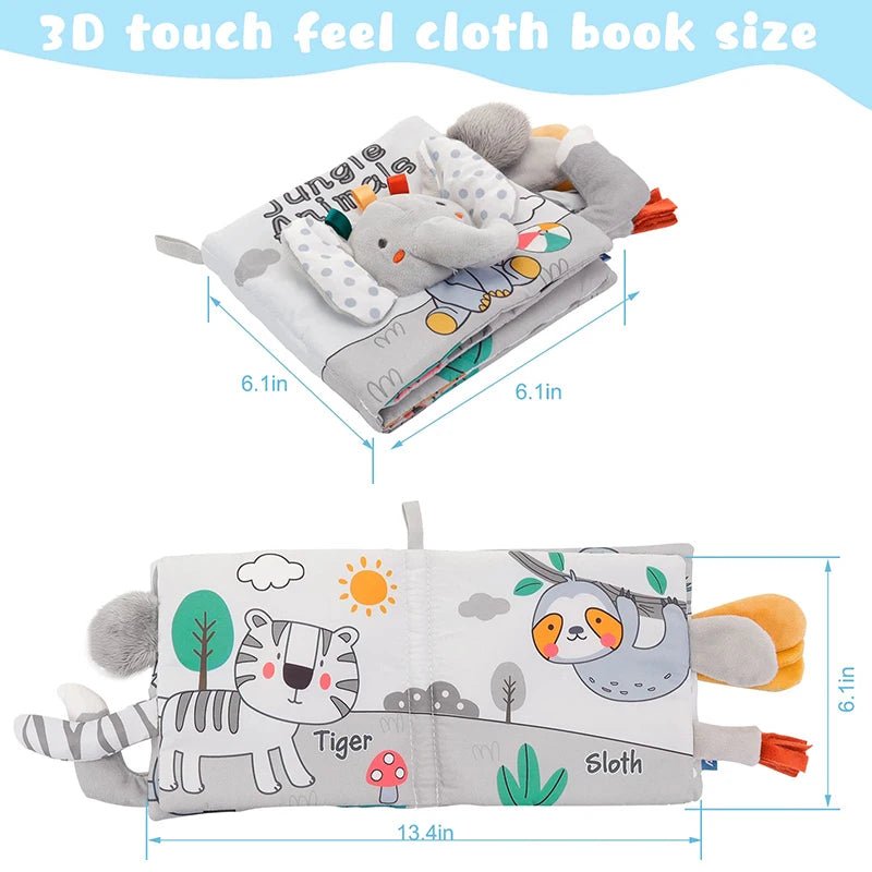 3D High Contrast Soft Cloth Baby Books - Sensory & Educational Toy, 0-12M