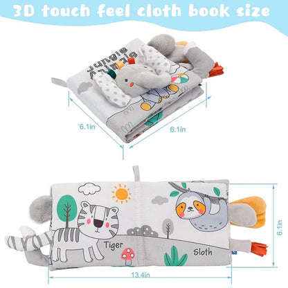 3D High Contrast Soft Cloth Baby Books - Sensory & Educational Toy, 0-12M
