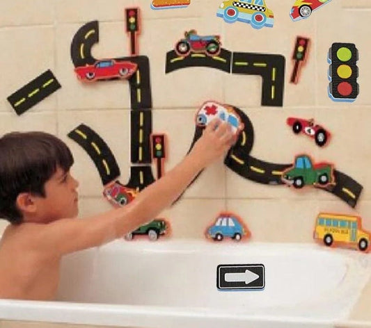 Soft EVA Rail & Traffic Bath Toys - Educational Suction Water Toys for Kids