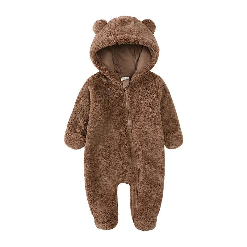 Cozy Bear-Themed Winter Jumpsuit for Newborns (0-12M)