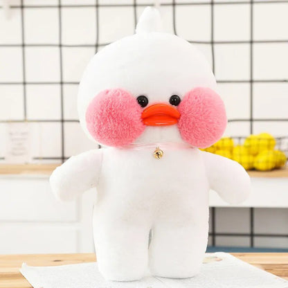 28cm Cafe Duck Plush Toy with Bells, Soft Animal Pillow