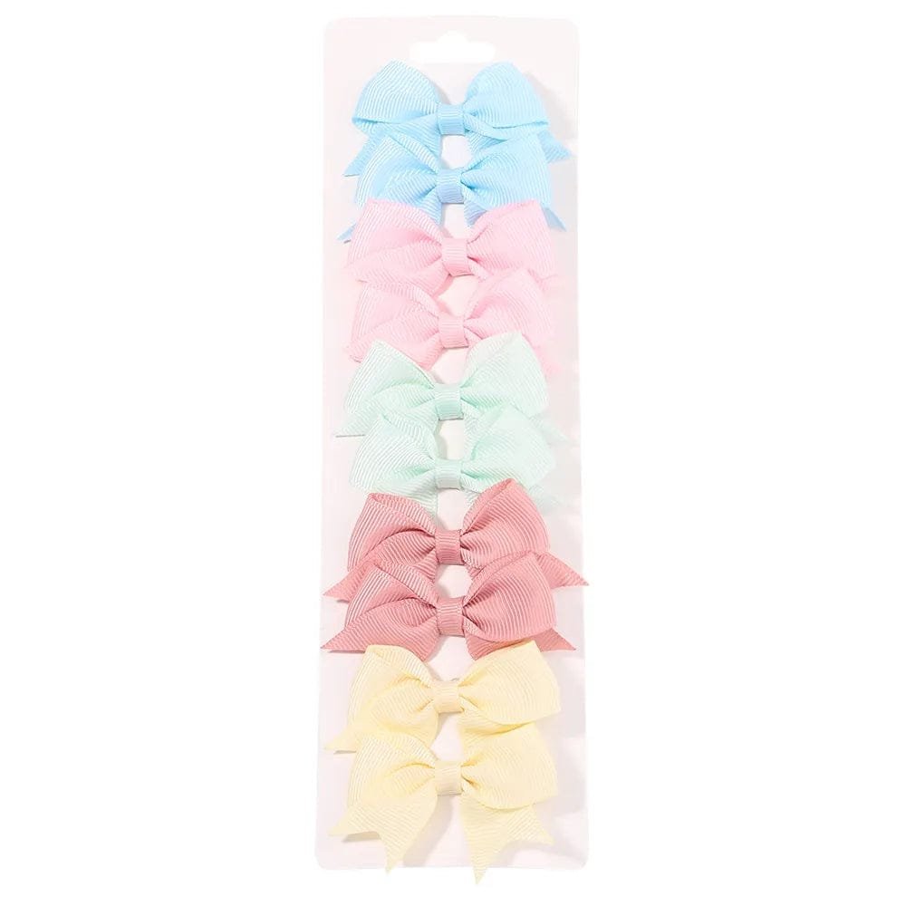 10Pc Cute Bowknot Clips Set for Girls - Handmade Hairpins