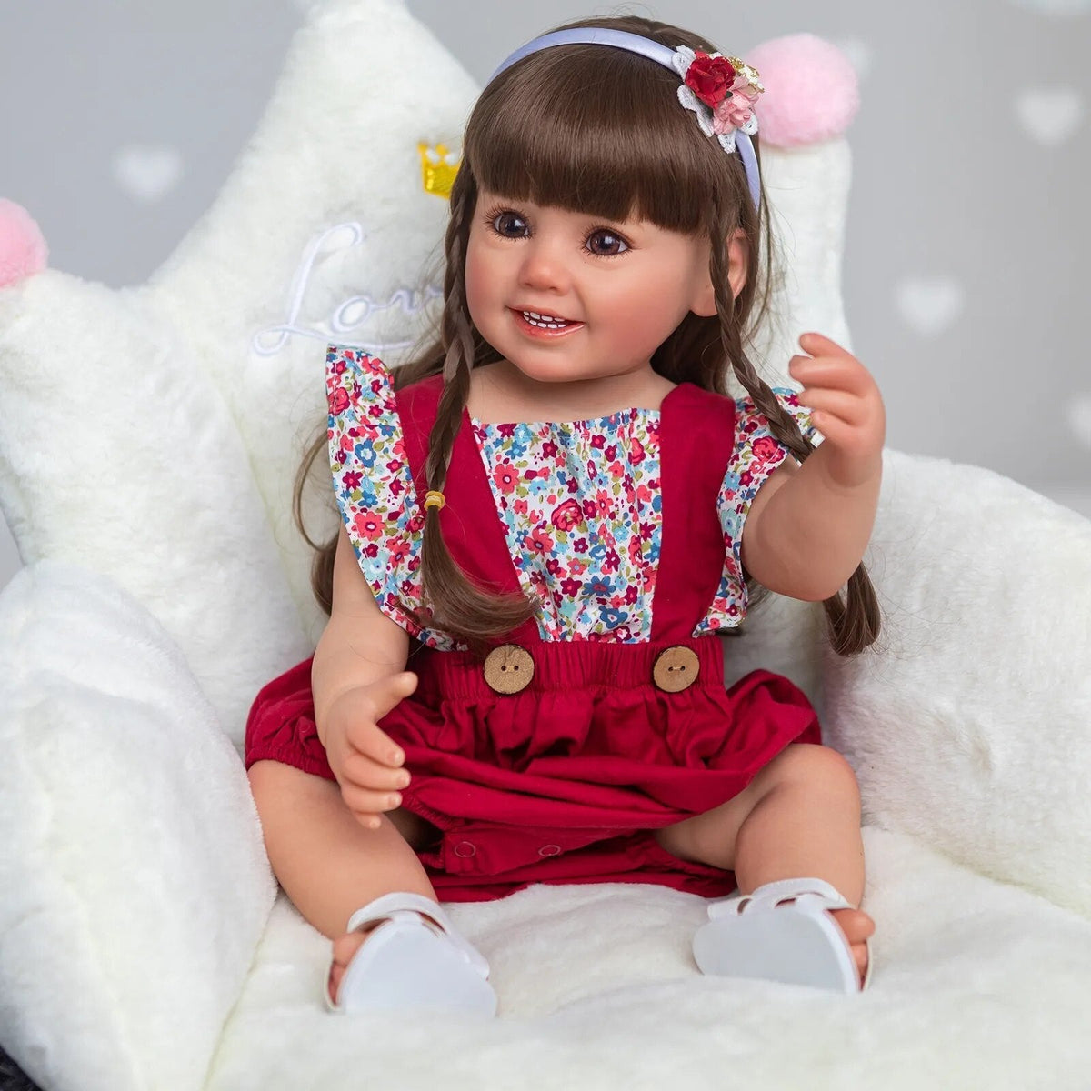 55CM Soft Silicone Reborn Doll - Cammi Smile, Hand-Painted, 3D Doll