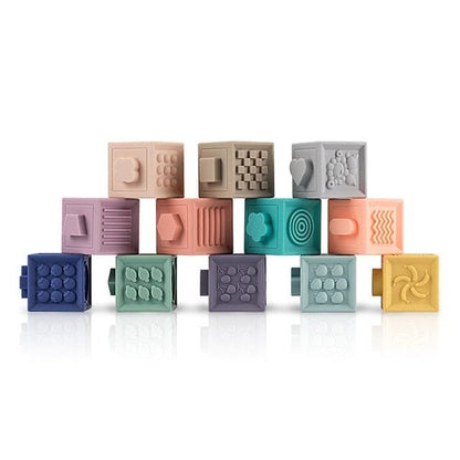 12-Piece Baby Grasp Toy Building Blocks (Soft, Squeezable, Bath-Safe)